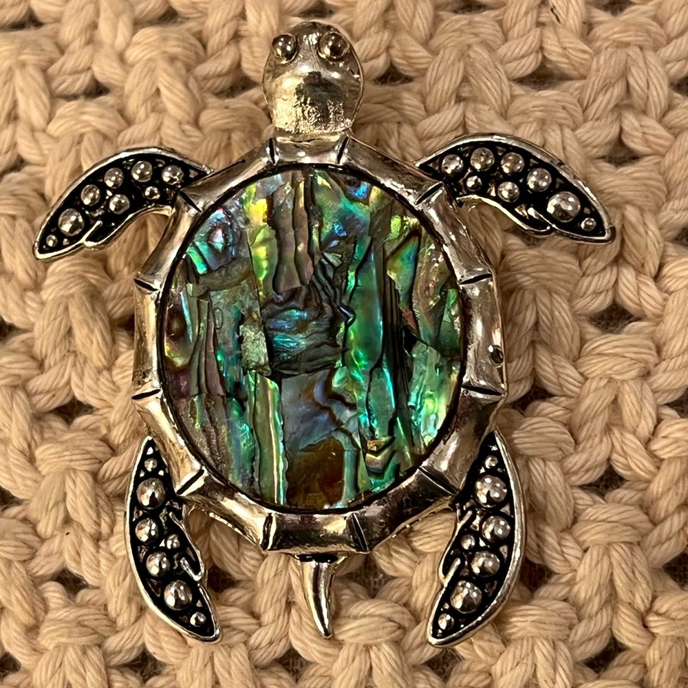 Vintage Silver and Abalone Sea Turtle Pendant Enhancer